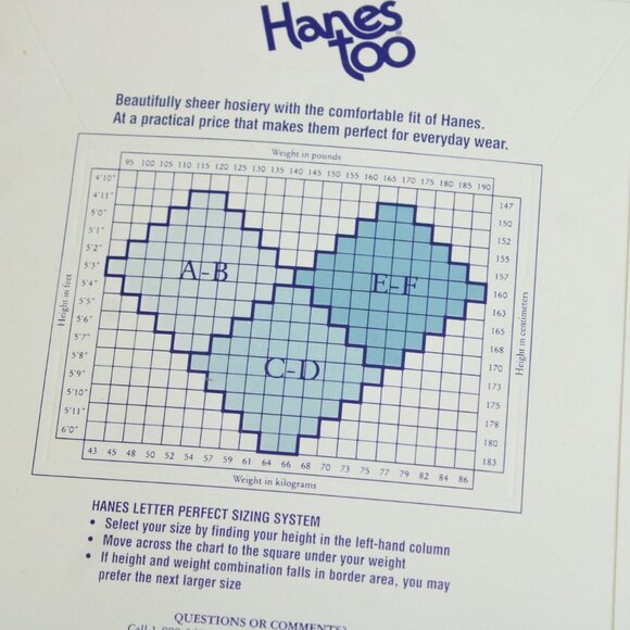 Vintage 1980s 1990s Pantyhose, New NOS Hanes Too, Size AB in Black, Sheer - Picture 5 of 10